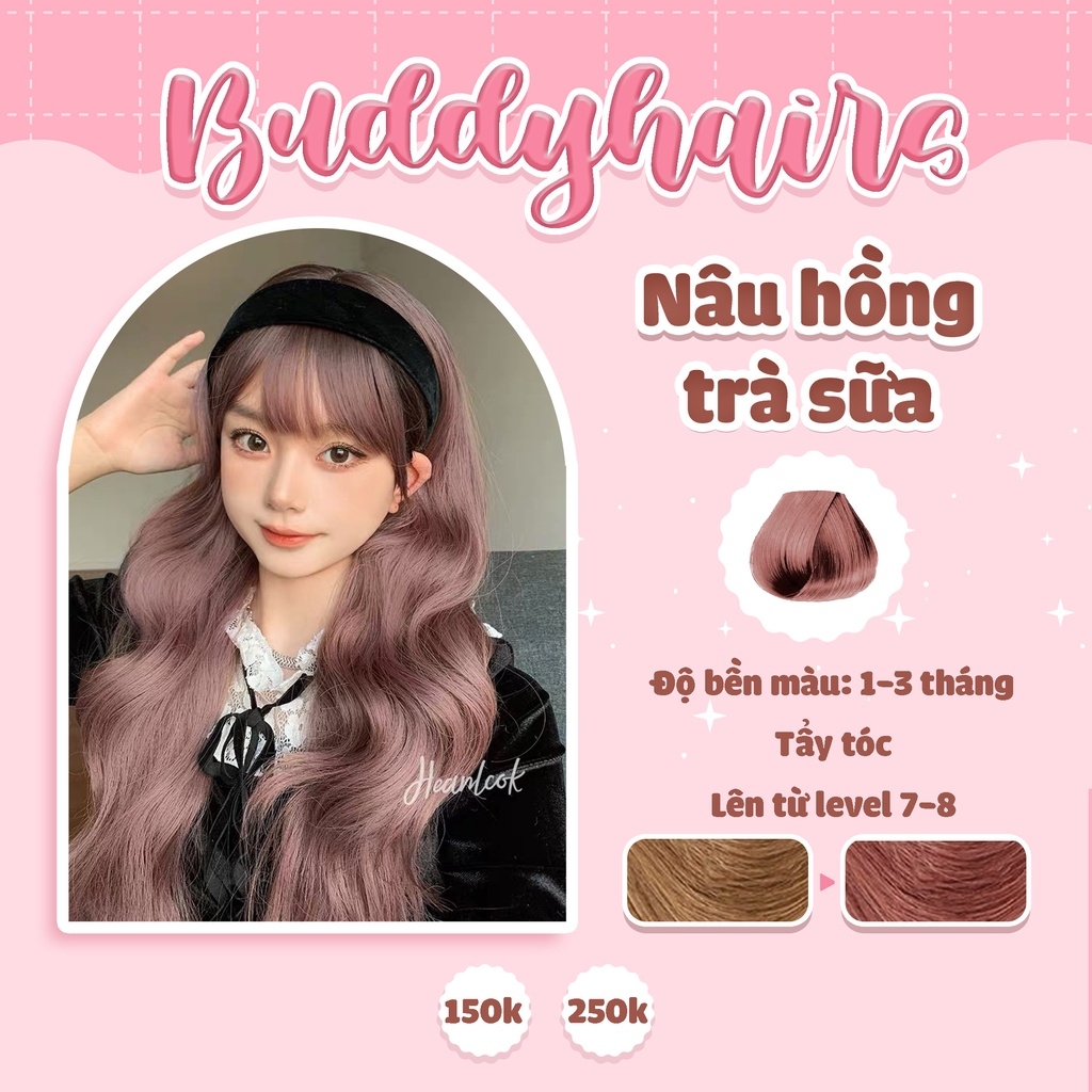 Thuốc nhuộm tóc nâu trà sữa ánh hồng tặng oxy trợ nhuộm kèm màu nâu hồng trà sữa nâu hồng đào cần tẩy tóc Galistore Shopee Việt Nam